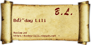 Bóday Lili névjegykártya