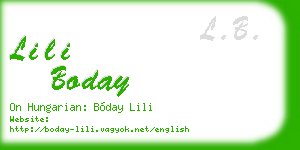 lili boday business card