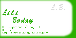 lili boday business card